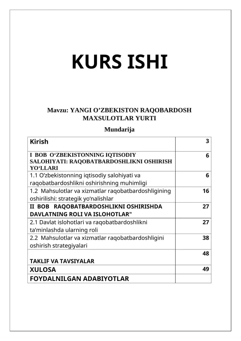 Yangi O'zbekiston Raqobardosh Maxsulotlar Yurti