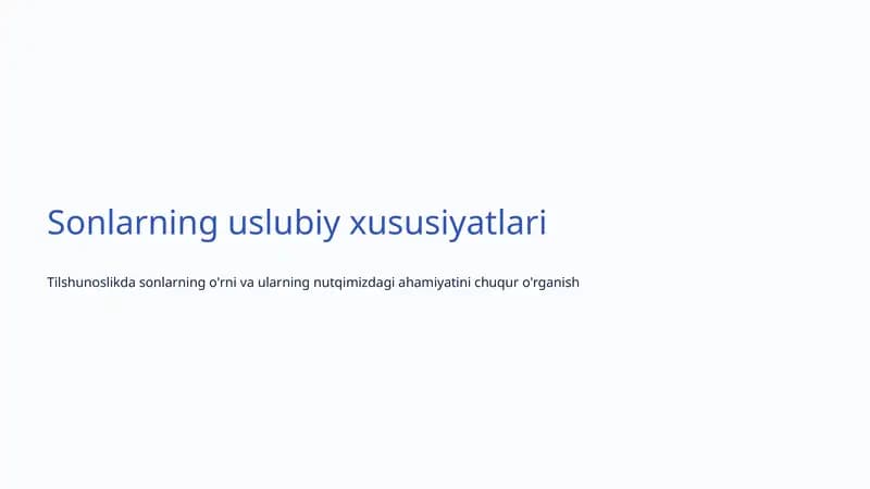 Sonlarning uslubiy xususiyatlari