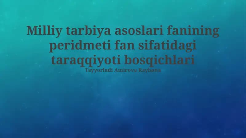 Milliy tarbiya asoslari