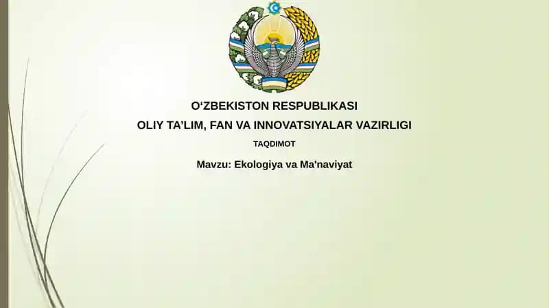 Ekologiya va Ma'naviyat
