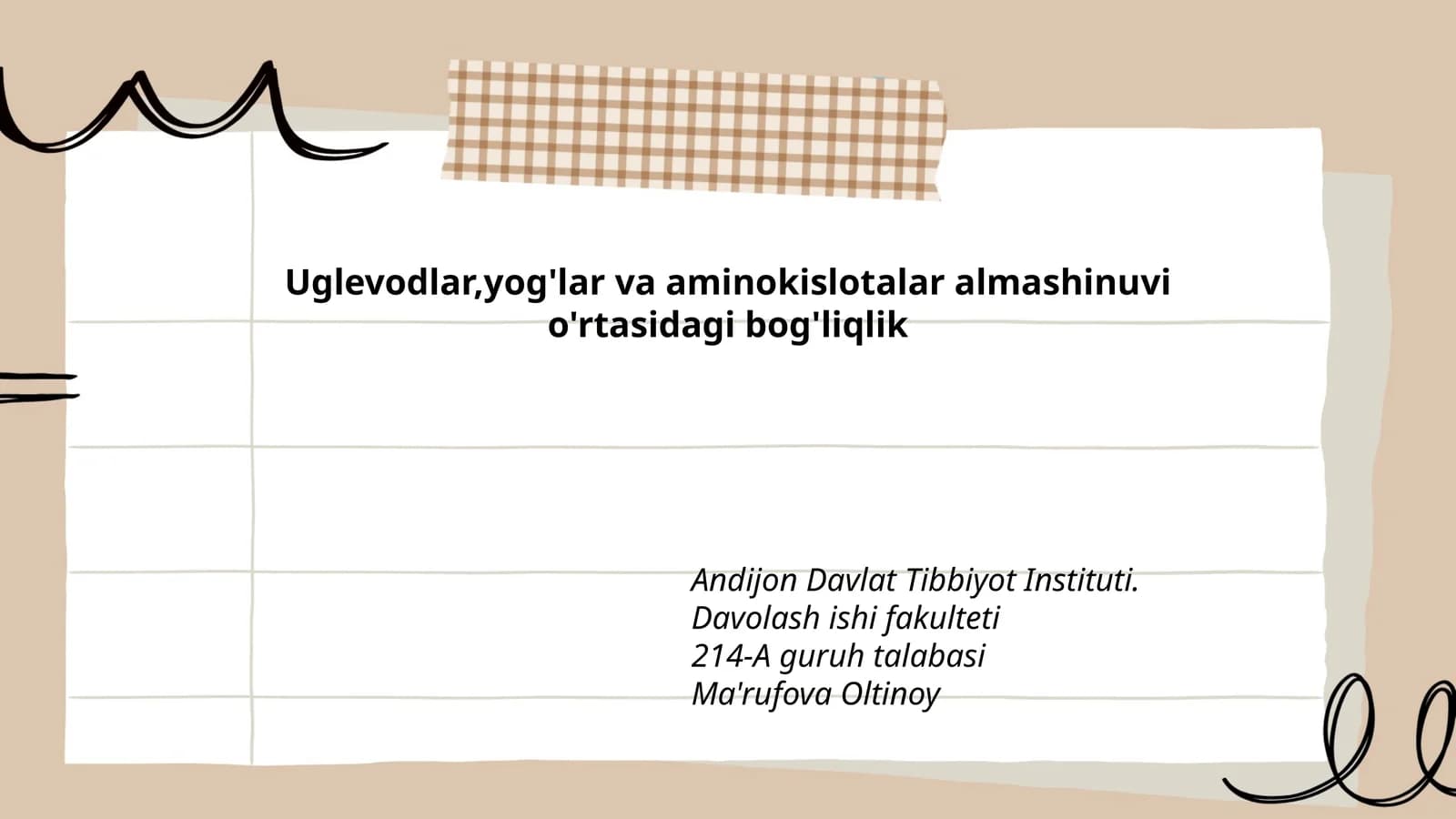 Uglevodlar,yog'lar va aminokislotalar almashinuvi o'rtasidagi bog'liqlik
