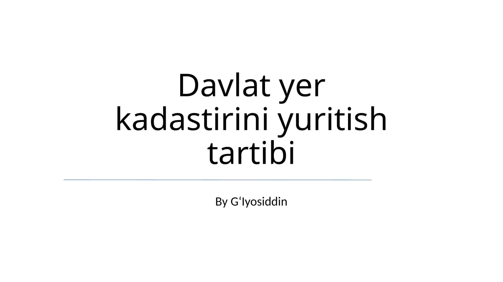 Davlat Yer Kadastirini yuritish tartibi
