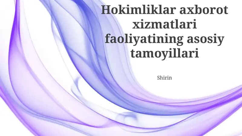 Hokimliklar axborot xizmatlari faoliyatining asosiy tamoyillari