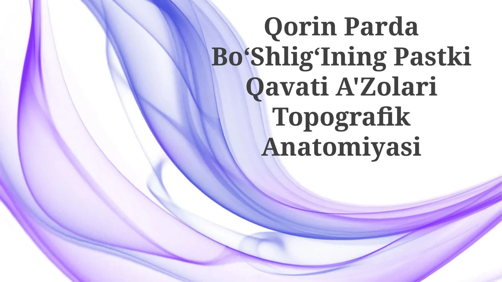 Qorin Parda BoʻShligʻIning Pastki Qavati A'Zolari Topografik Anatomiyasi