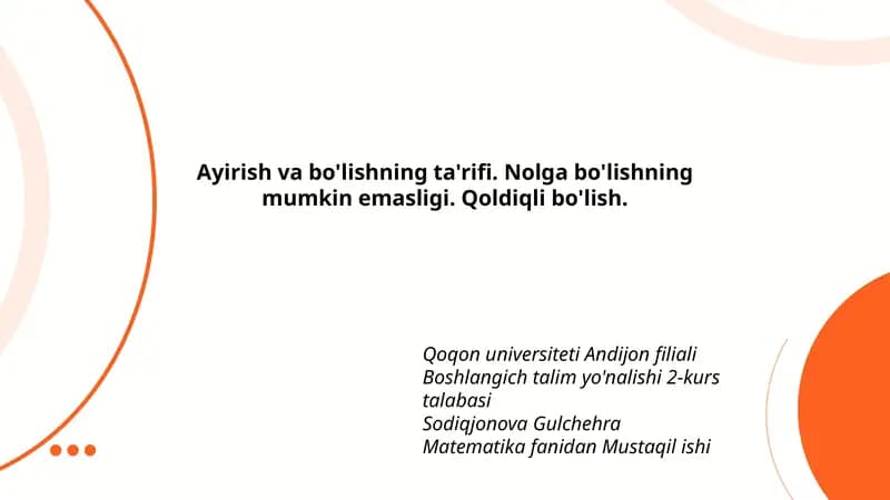 Ayirish va bo'lishning ta'rifi