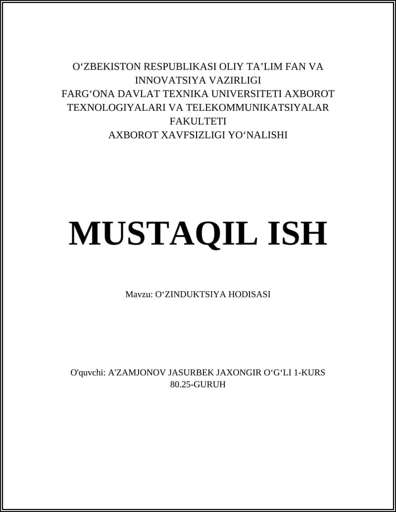 OʻZINDUKTSIYA HODISASI