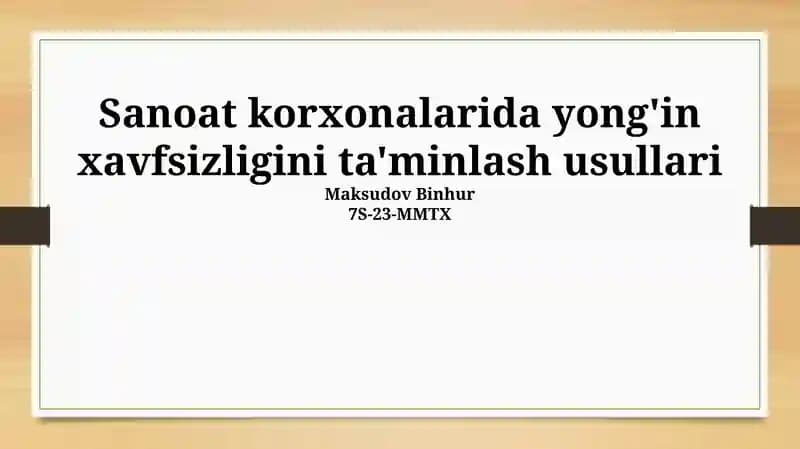 Yong'in xavfsizligi qoidalari va standartlari