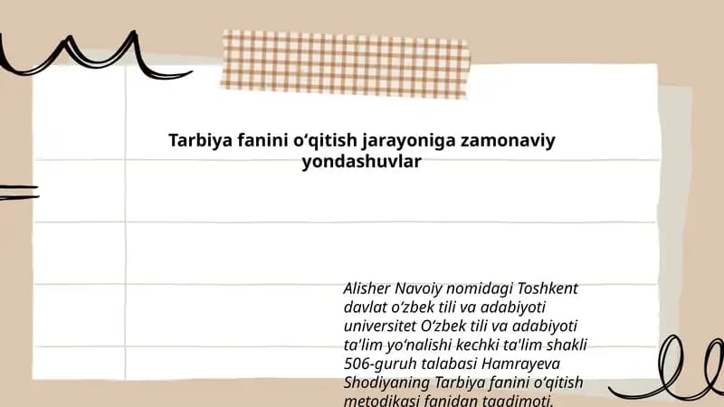 Tarbiya fanini oʻqitish metodikasi