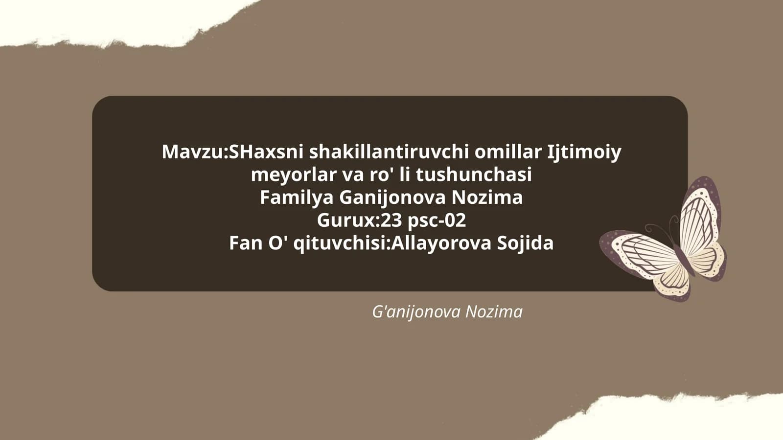 SHaxsni shakillantiruvchi omillar Ijtimoiy meyorlar va ro' li tushunchasi