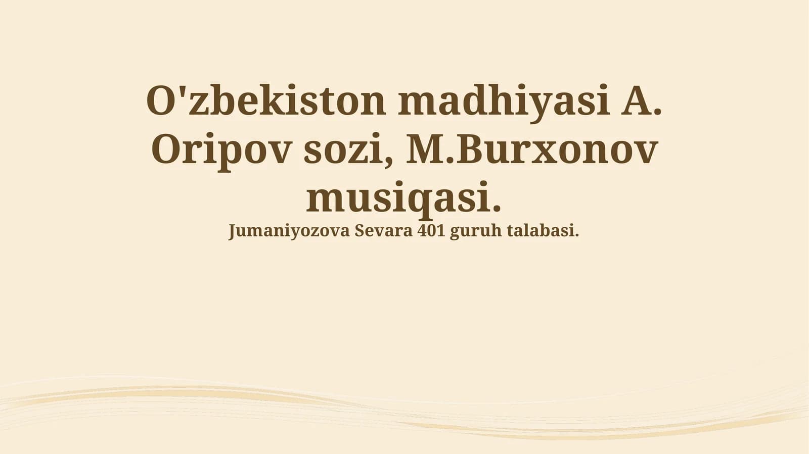 O'zbekiston Milliy Madhiyasi