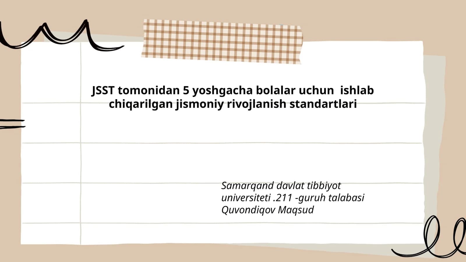 5 yoshgacha bolalar uchun ishlab chiqarilgan jismoniy rivojlanish standartlari