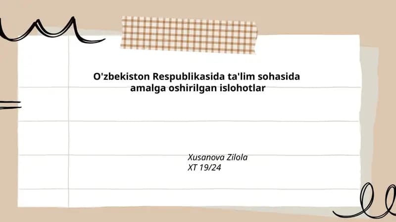 Milliy Ta'lim Dasturi islohoti