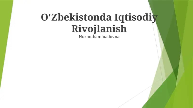 O'Zbekistonda Iqtisodiy Rivojlanish