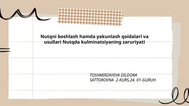Nutqni boshlash hamda yakunlash qoidalari va usullari
