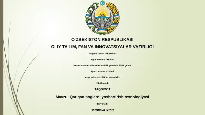 Qarigan boglarni yoshartirish texnologiyasi