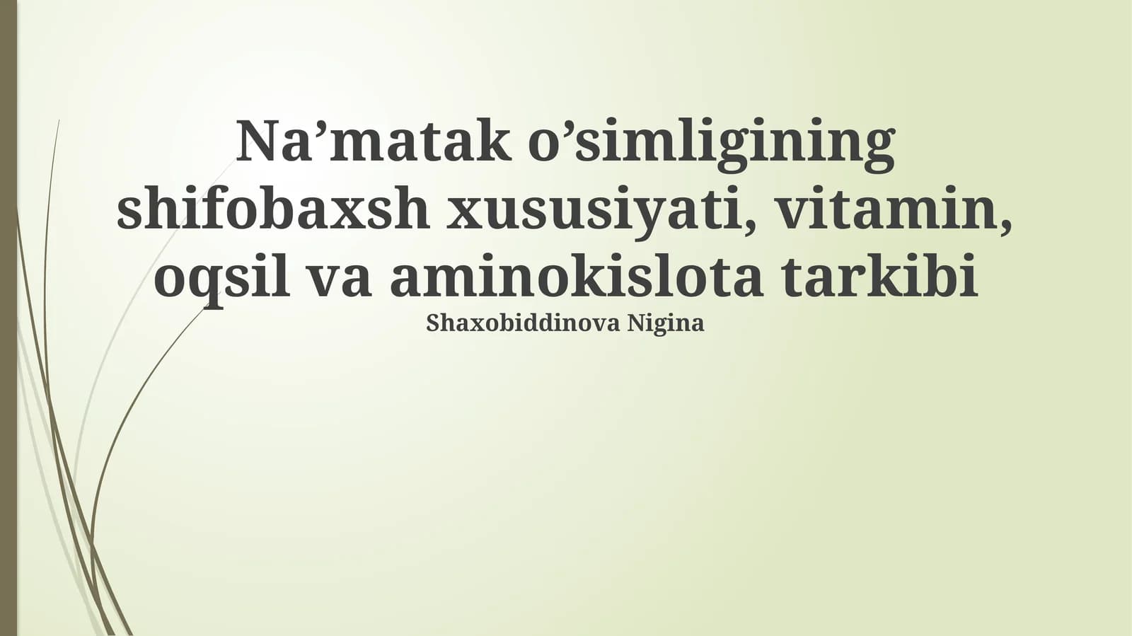 Na’Matak Oʻsimligining Shifobaxsh Xususiyati