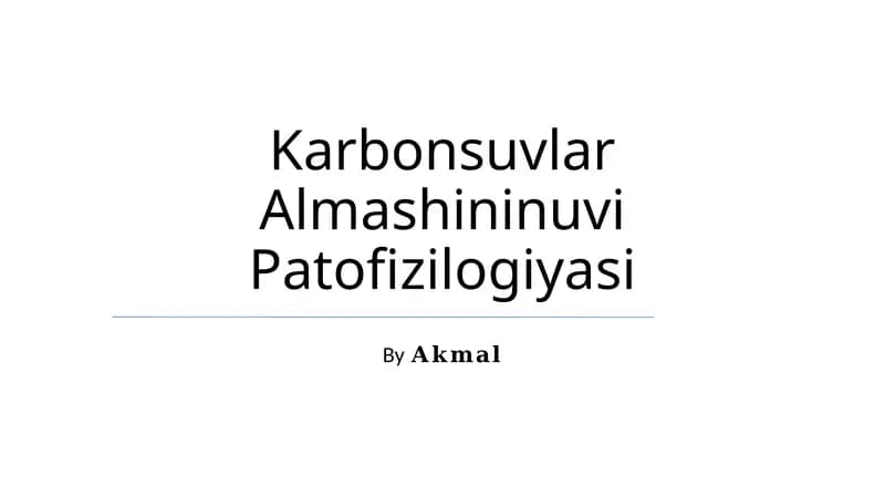 Karbonsuvlar Almashininuvi Patofizilogiyasi