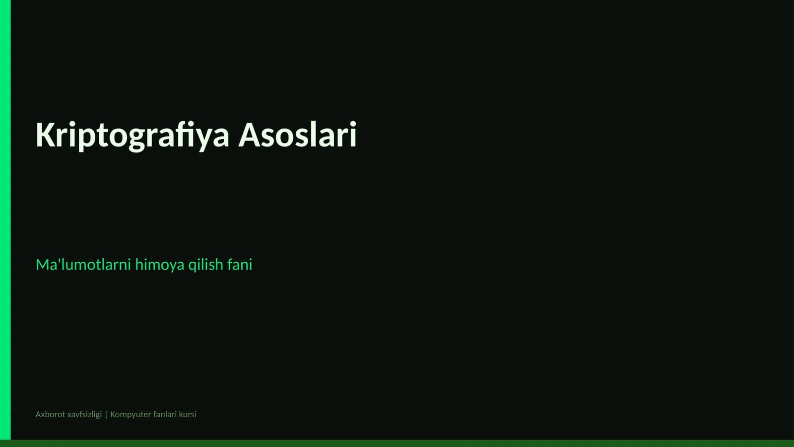 Kriptografiya Asoslari