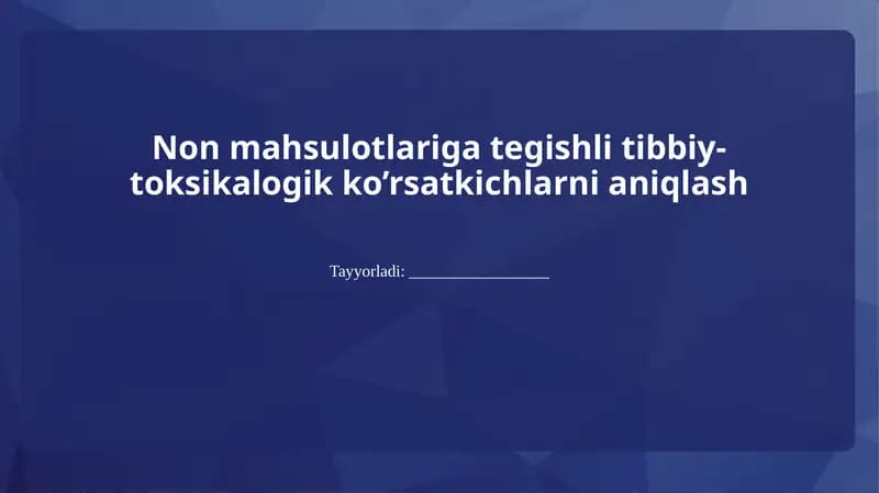 Tibbiy-toksikalogik ko’rsatkichlarni aniqlash