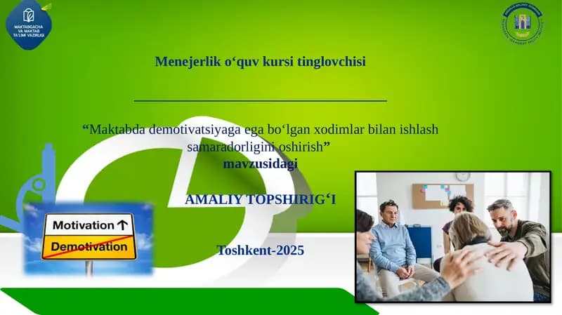 Menejerlik o‘quv kursi tinglovchisi