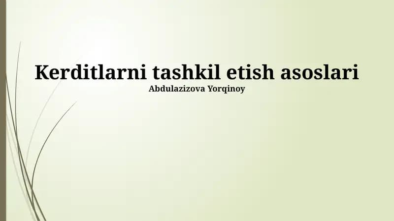 Kreditlarni tashkil etish asoslari