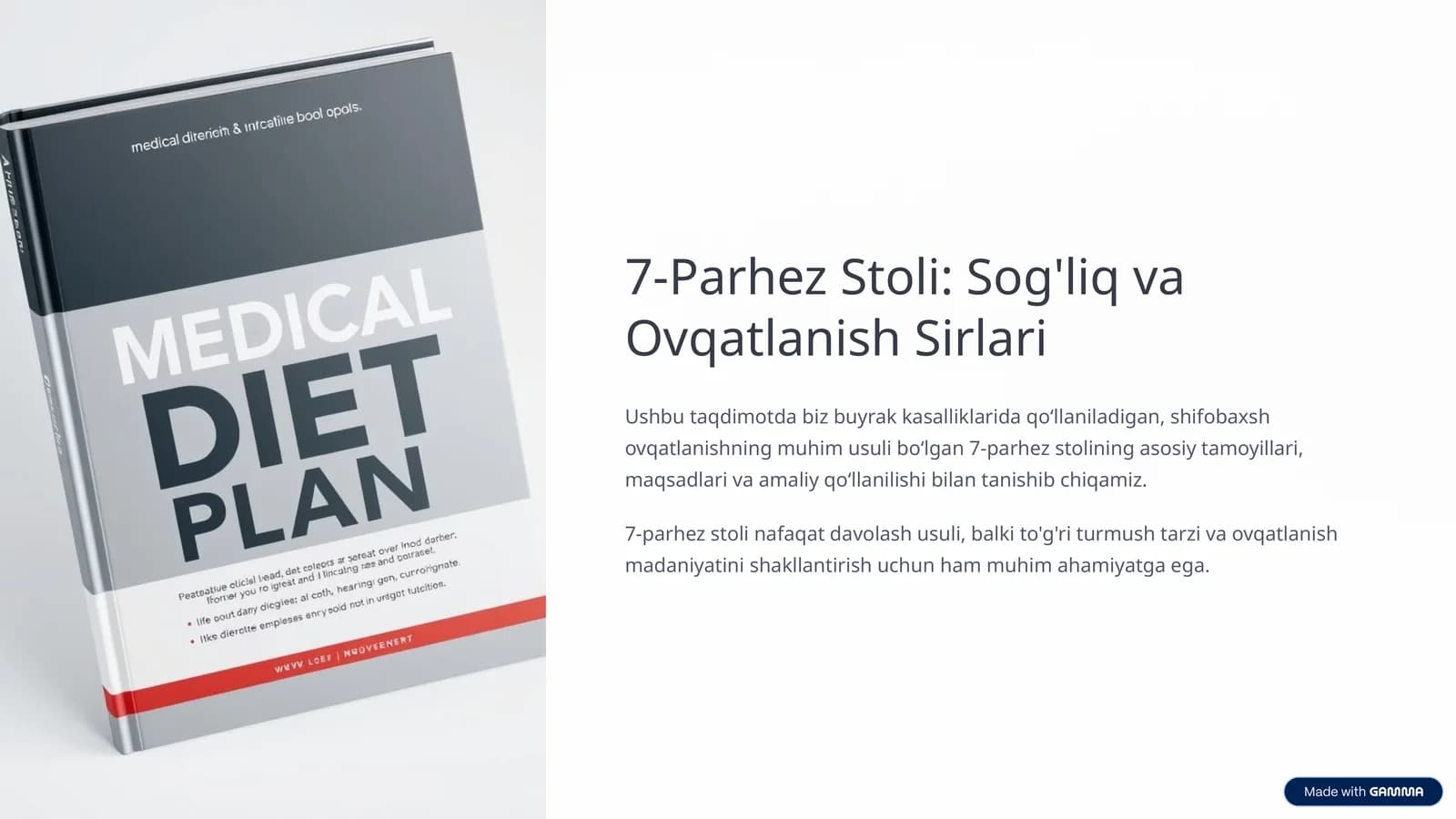 7-Parhez Stoli: Sog'liq va Ovqatlanish Sirlari