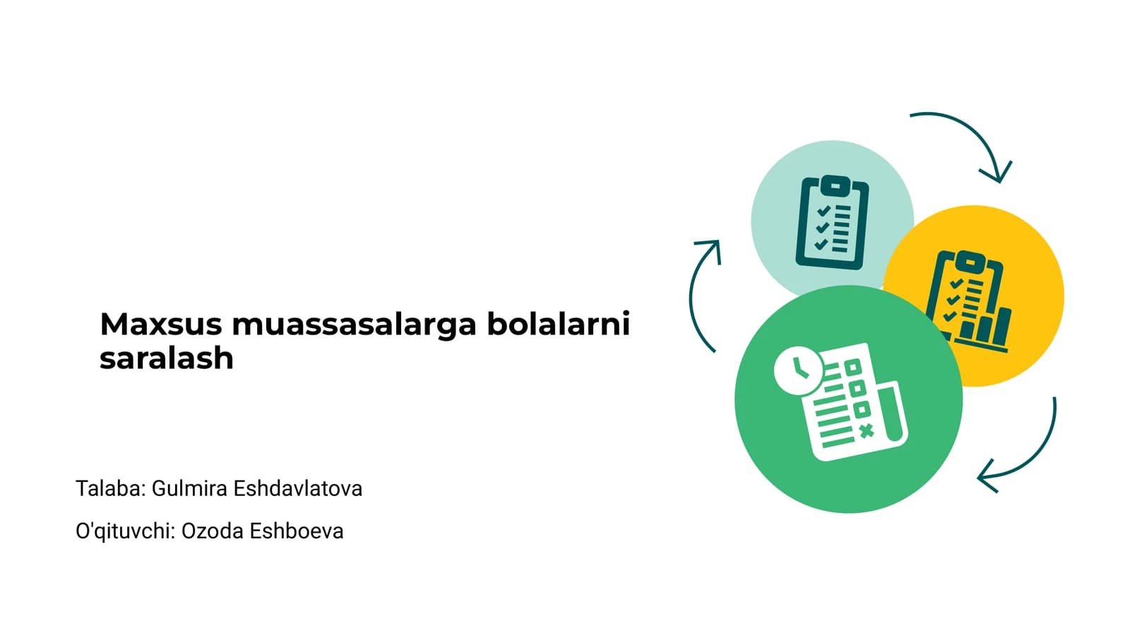 Bolalarni saralash Maxsus Muassasalarga