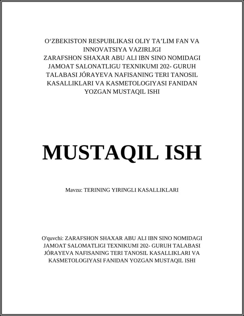 TERINING YIRINGLI KASALLIKLARI