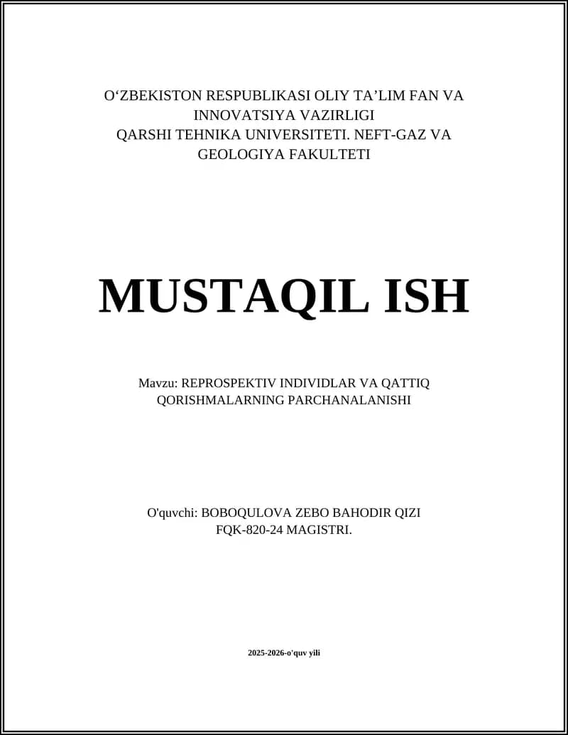 Reprospektiv individlar va qattiq qorishmalarning parchalanishi