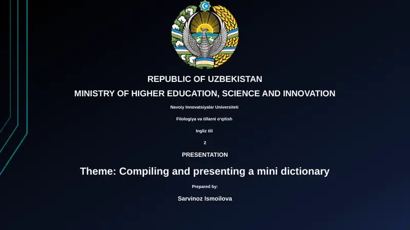 Compiling and presenting a mini dictionary