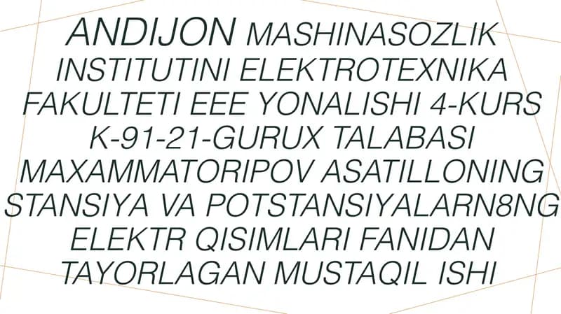 Podstansiyalarning elektr sxemalari
