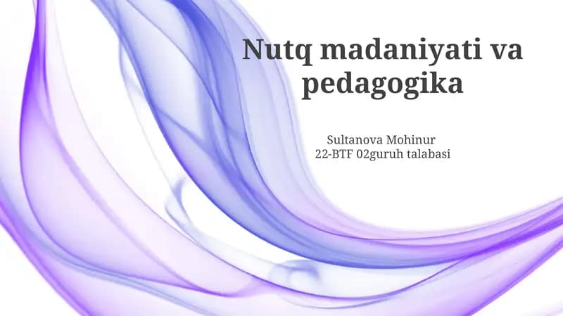 Nutq madaniyati va pedagogika