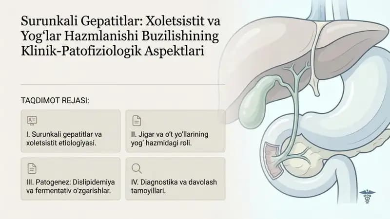Surunkali gepatitlar xoletsistit va yogʻlar hazmlanishi buzilishining klinik patofiziologik aspektla
