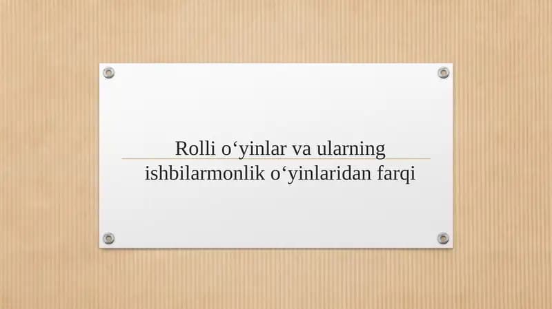 Rolli o‘yinlar va ularning ishbilarmonlik o‘yinlaridan farqi