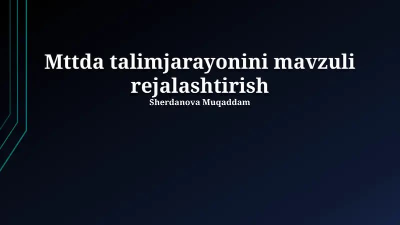 Talim jarayonini mavzuli rejalashtirish
