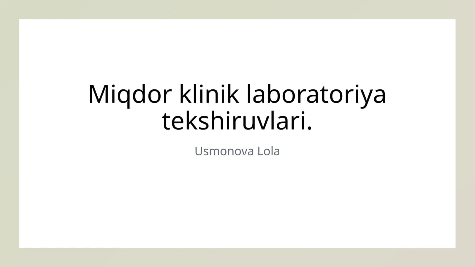 Klinik laboratoriya tahlillari