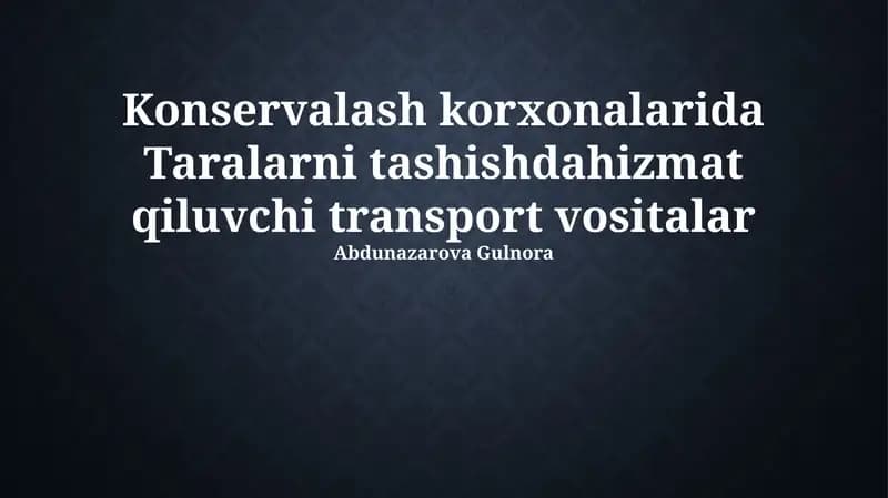 Transport Vositalari