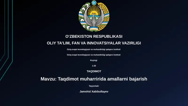 Taqdimot muharririda amallarni bajarish