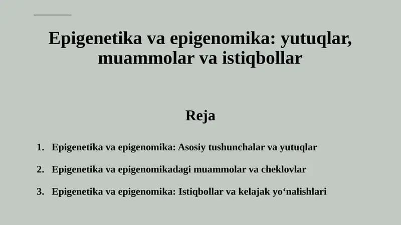 Epigenetika va Epigenomika
