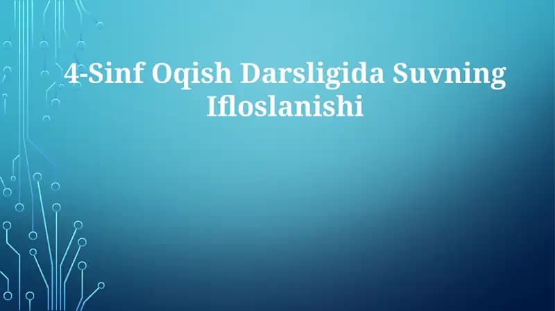 Suvning Ifloslanishi