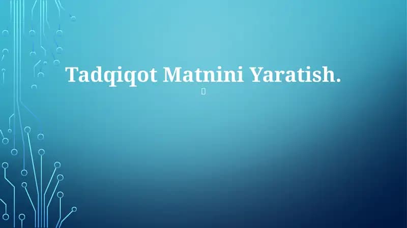Tadqiqot Matnini Yaratish