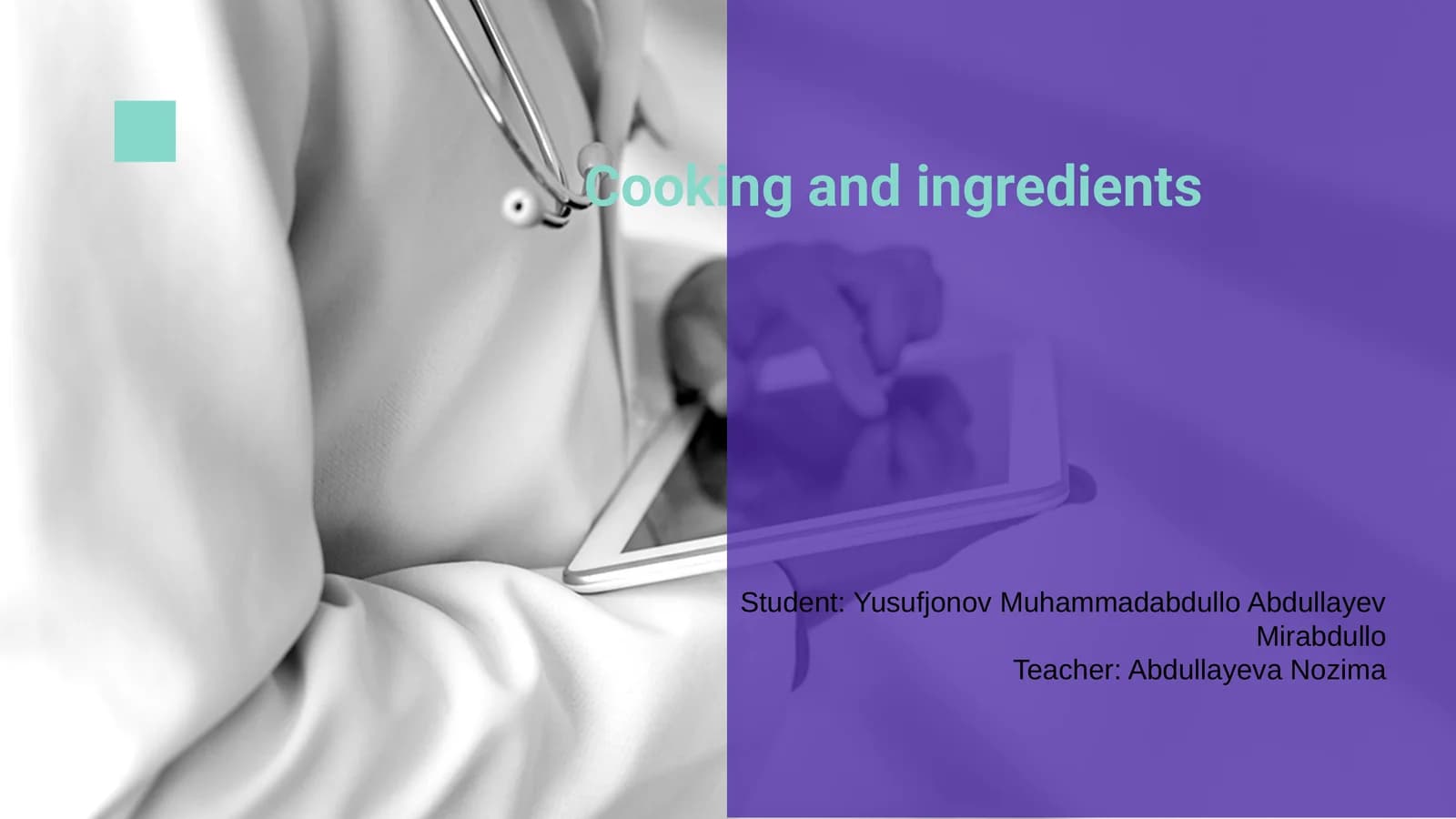 Taom tayyorlash va ingredientlar