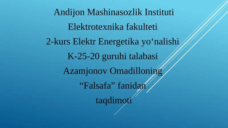 TARIX FALSAFASI VA FALSAFA TARIXI UYG'UNLIGI