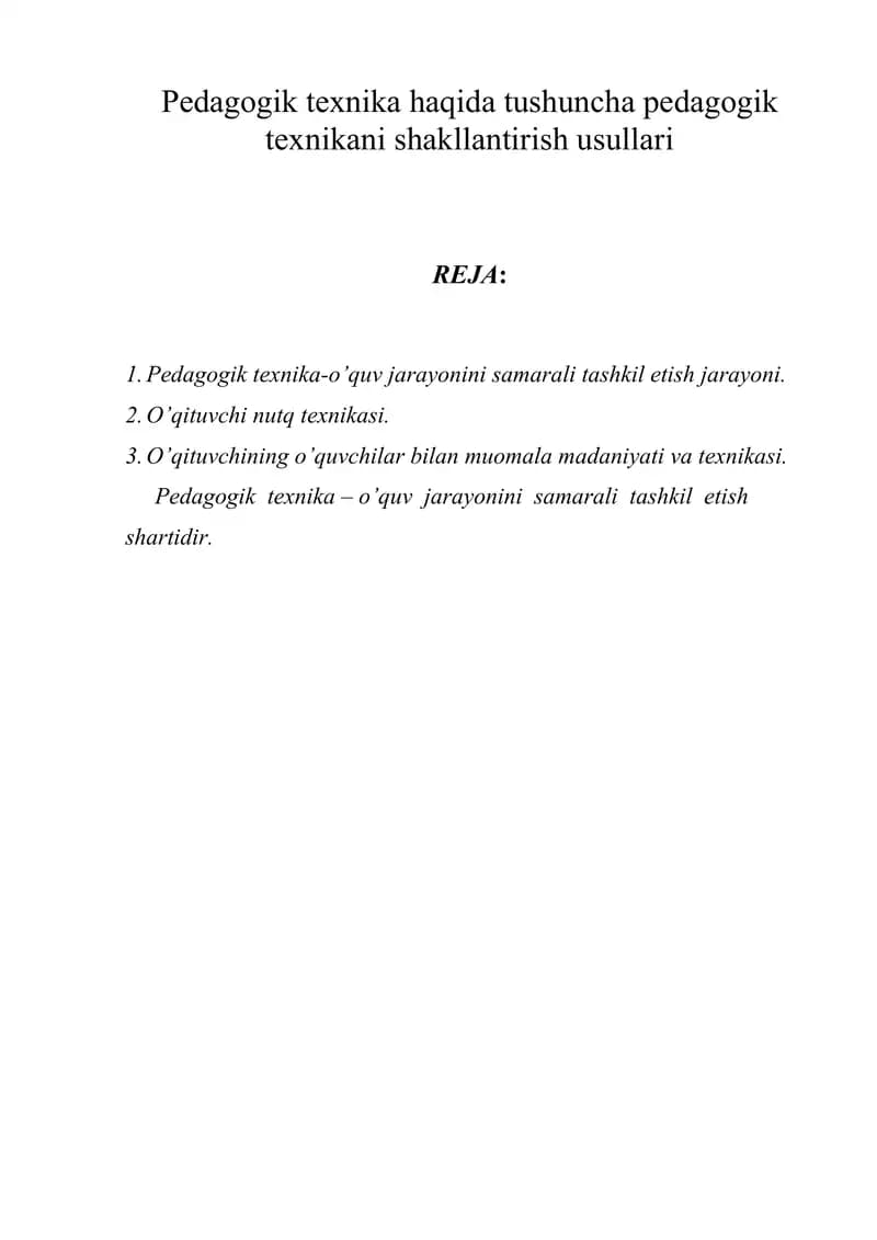 Pedagogik texnika haqida