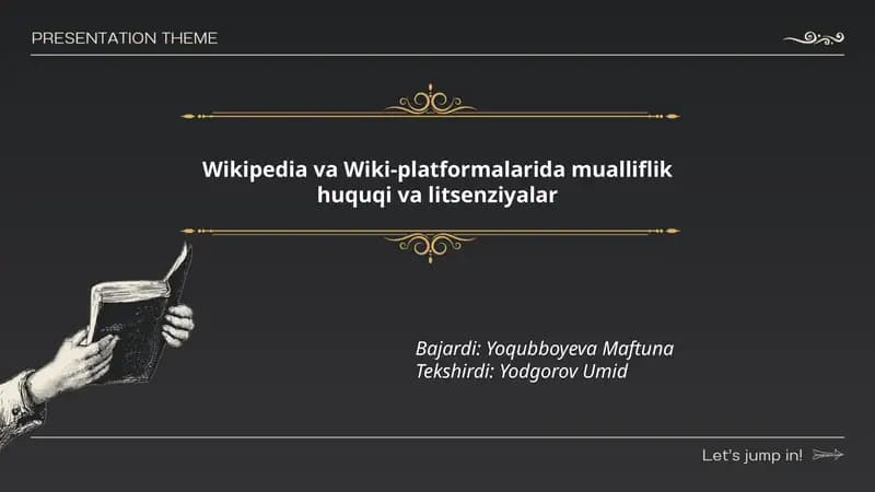 Wikipedia va Wiki-platformalarida mualliflik huquqi va litsenziyalar
