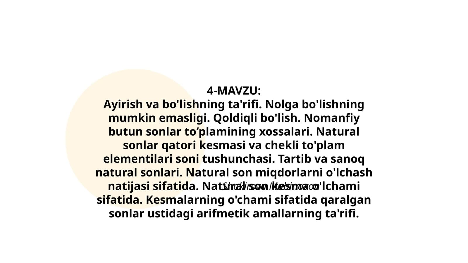 Ayirish va bo'lishning ta'rifi