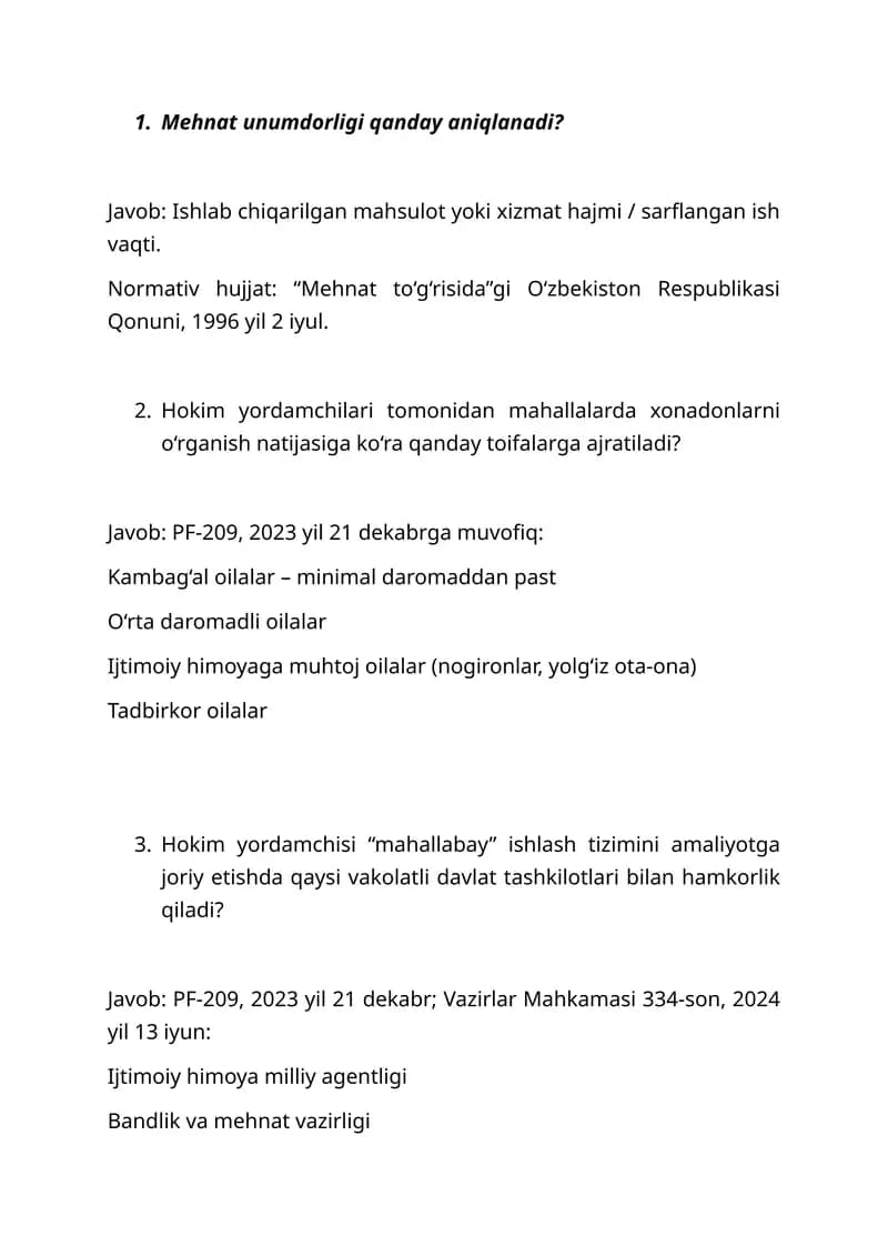 hokim yordamchilari uchun suhbat savol-javob