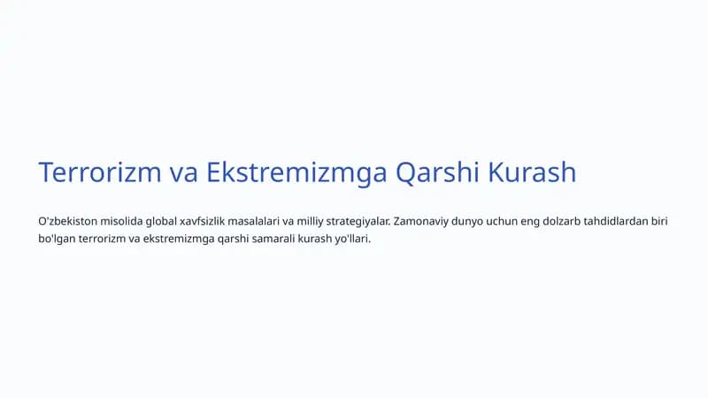 Terrorizm va Ekstremizmga Qarshi Kurash