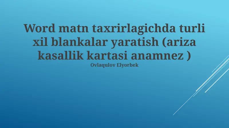 Tibbiy yozuv shaklini yaratish