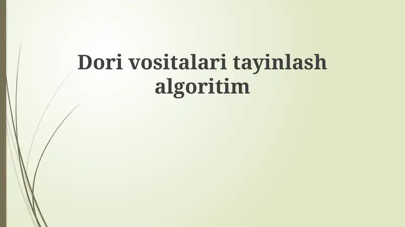 Dorivositalaritayinlashalgoritim